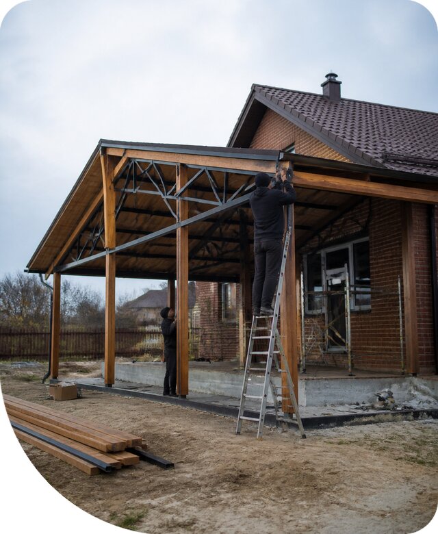 Пристройка навеса к дому и участку в Мегионе под ключ